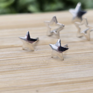 Trio de Brincos Formas de Estrelas Chapada e Vazada em Prata 925 - Imagem 4