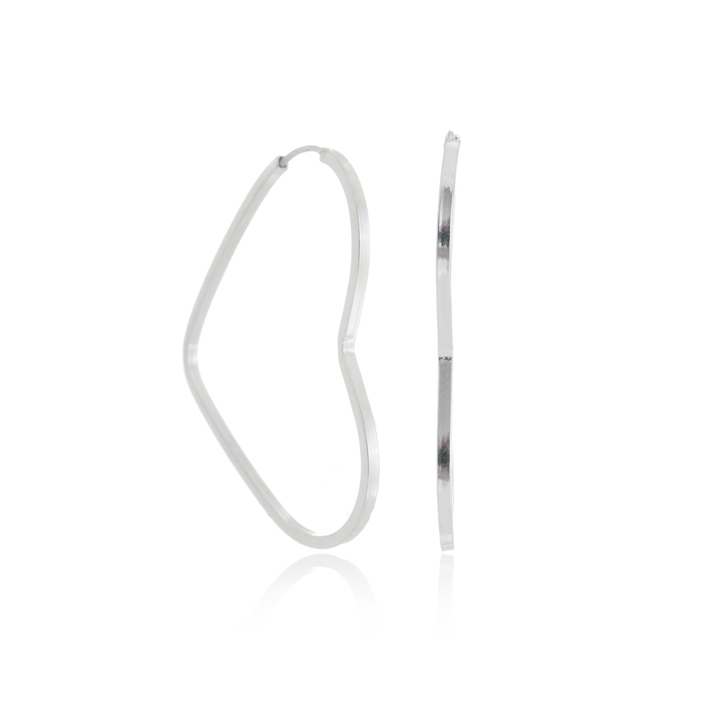 Argola Coração Fio Quadrado 4,5cm 2,7gr em Prata 925