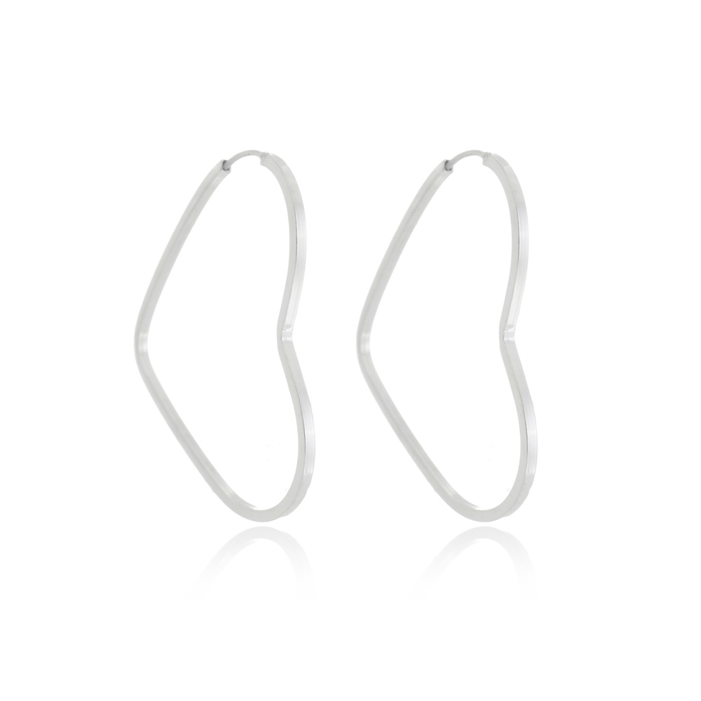 Argola Coração Fio Quadrado 4cm 2,2gr em Prata 925