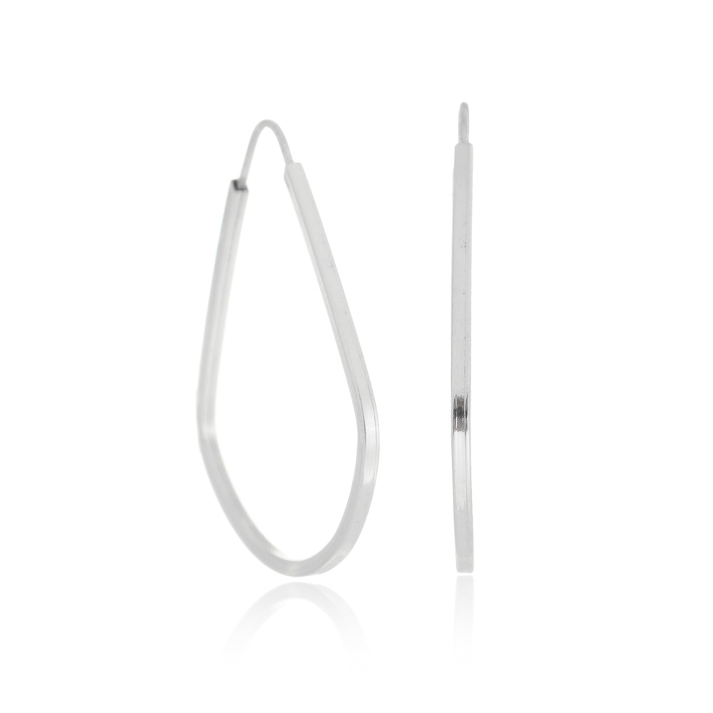 Argola Gota Fio Quadrado 3,5cm 1,5gr em Prata 925