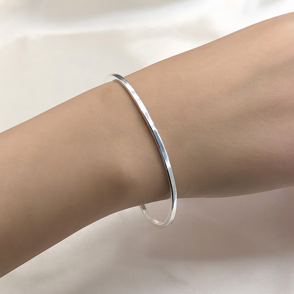 Bracelete Fino de Prata Fio Quadrado 1.5mm 2,4g