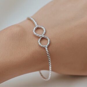 Bracelete de prata 925 Fio Torcido com Detalhe Infinito 3g