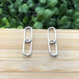 Brinco de prata 925 elipse duplo entrelaçado