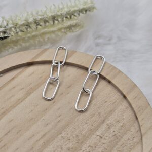 Brinco de prata 925 três clips pendurados