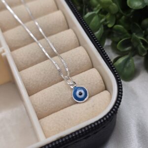 Corrente com Pingente Olho Grego Azul Escuro 6mm 1,4g 45cm