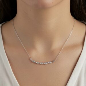 Corrente de prata 925 com pingente pontos de luz ovais