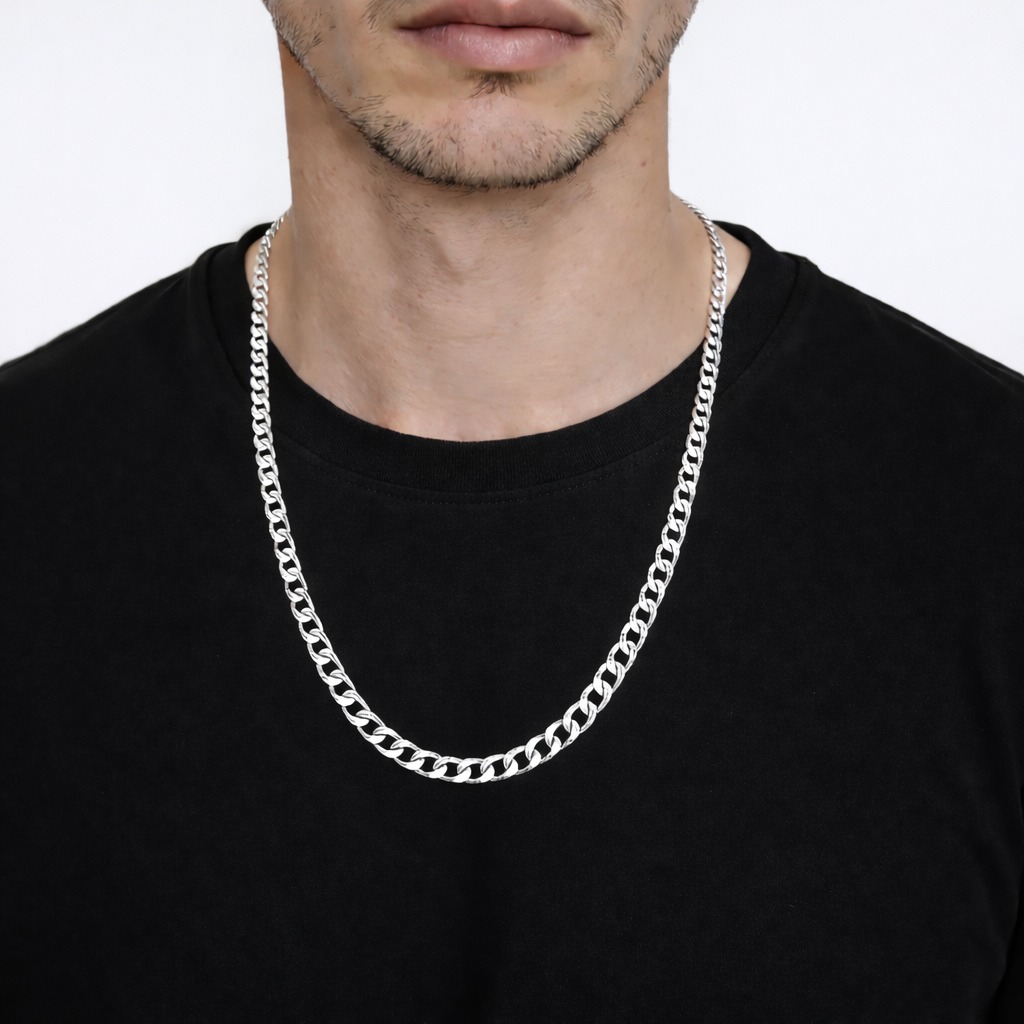 Corrente Masculina de Prata 1x1 7.5mm Fio 180