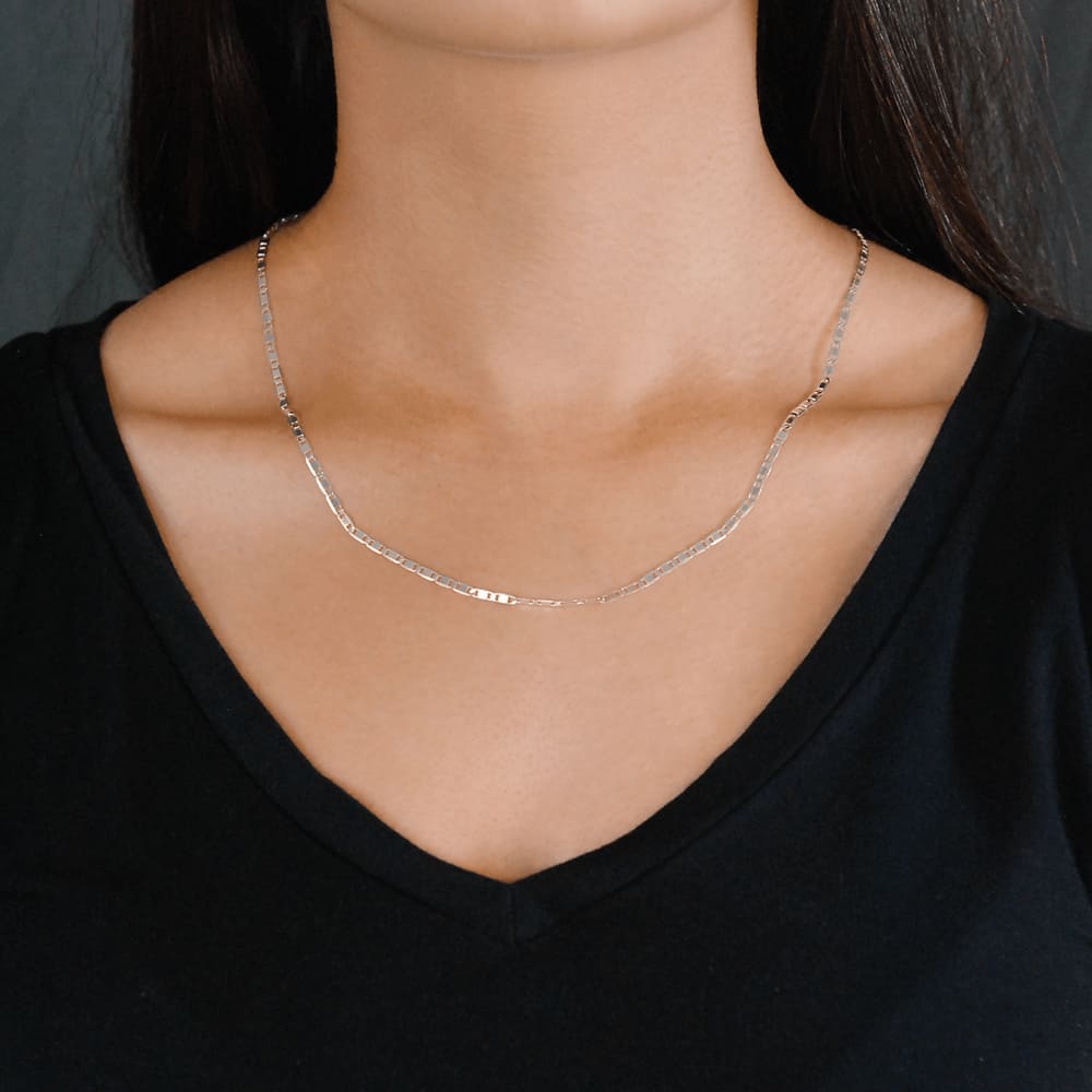 Corrente Feminina Piastrini Flat Marina em Prata 925