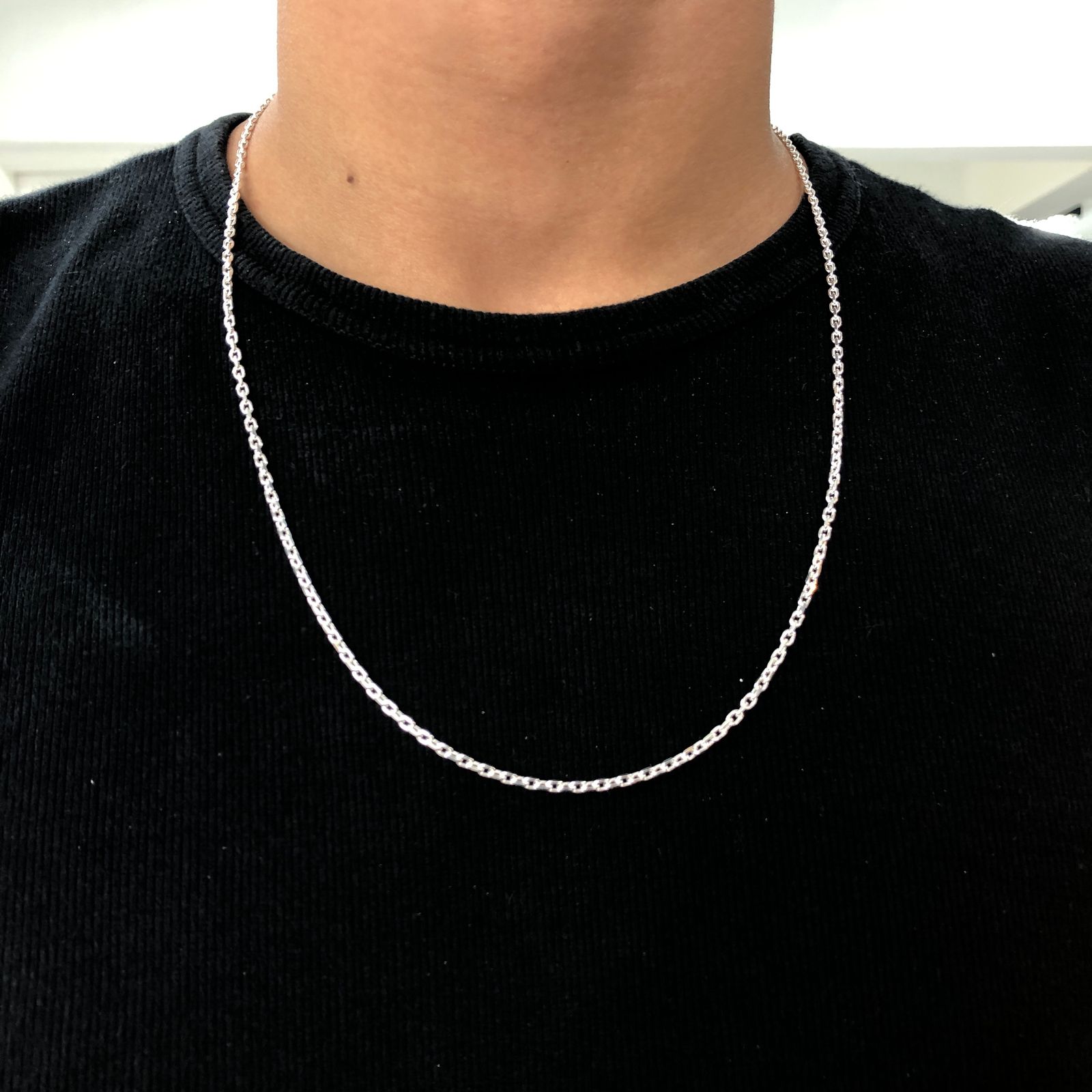 Corrente Masculina de Prata Elo Cadeado 4 mm Fio 80