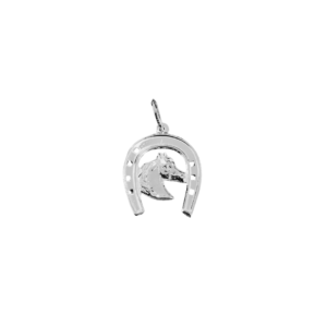 Pingente 047G Ferradura com Cavalo  De Prata