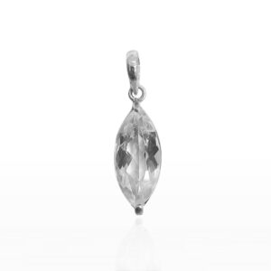 Pingente de Navete de Zircônia Branca 4x8mm