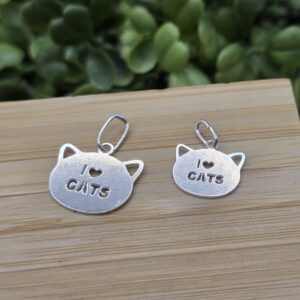 Pingente de prata 925 i love cats