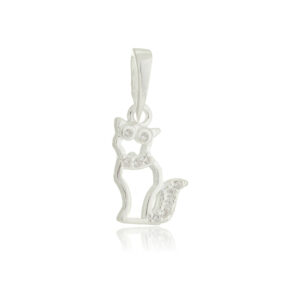 Pingente Gato Vazado com Pedrinha