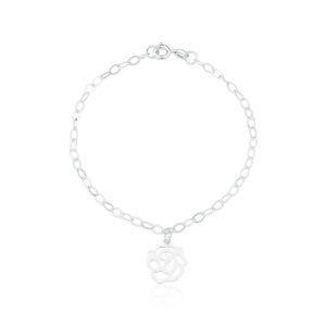 Pulseira 1 Pingente Rosa Vazada 1,9gr