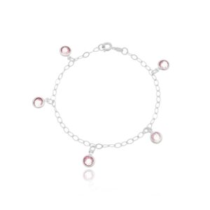 Pulseira 5 Pingente Pendurado Rosa claro - 2gr
