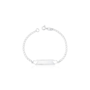 Pulseira Infantil Chapinha Coração Duplo Vazado 1,6gr gravação opcional