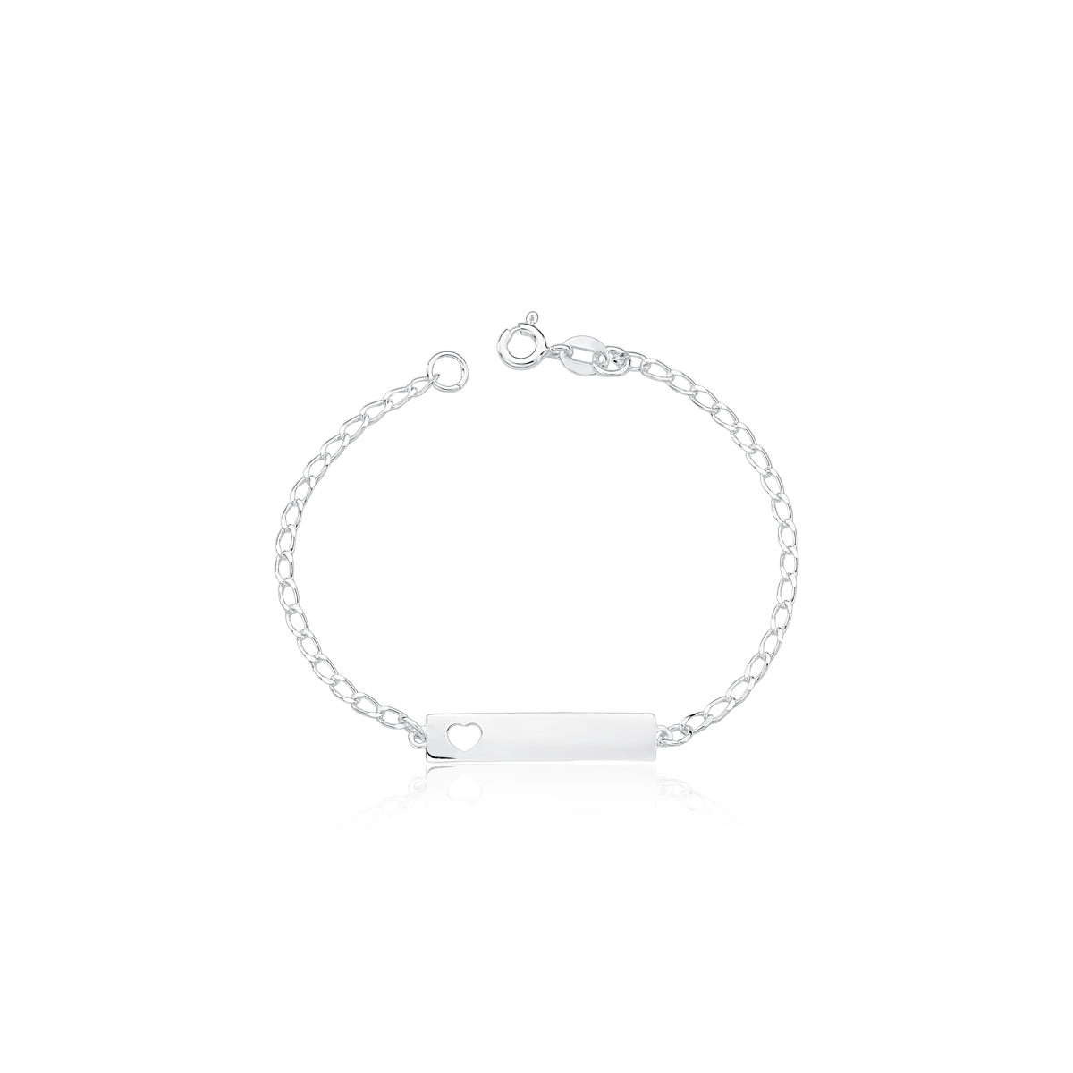 Pulseira Infantil Chapinha com Detalhe de Coração 1,4gr gravação opcional