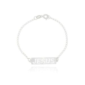 Pulseira Infantil Chapinha Jesus 1,4gr gravação opcional