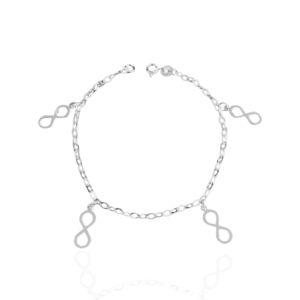 Pulseira com Pingente Pendurado Infinitos 1,8g