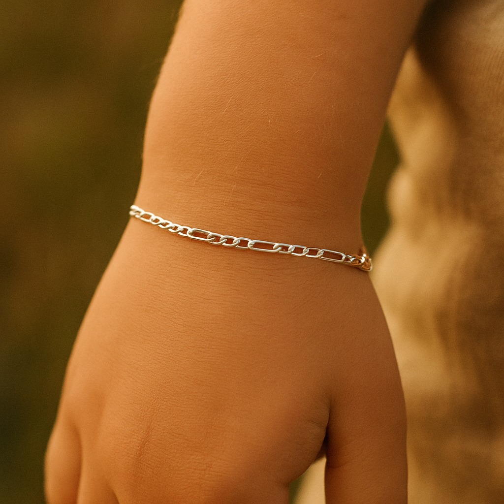 Pulseira de prata 925 infantil 3x1 fio 60