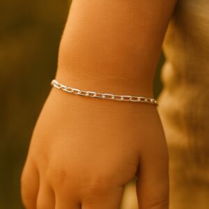 Pulseira de prata 925 infantil elo cadeado