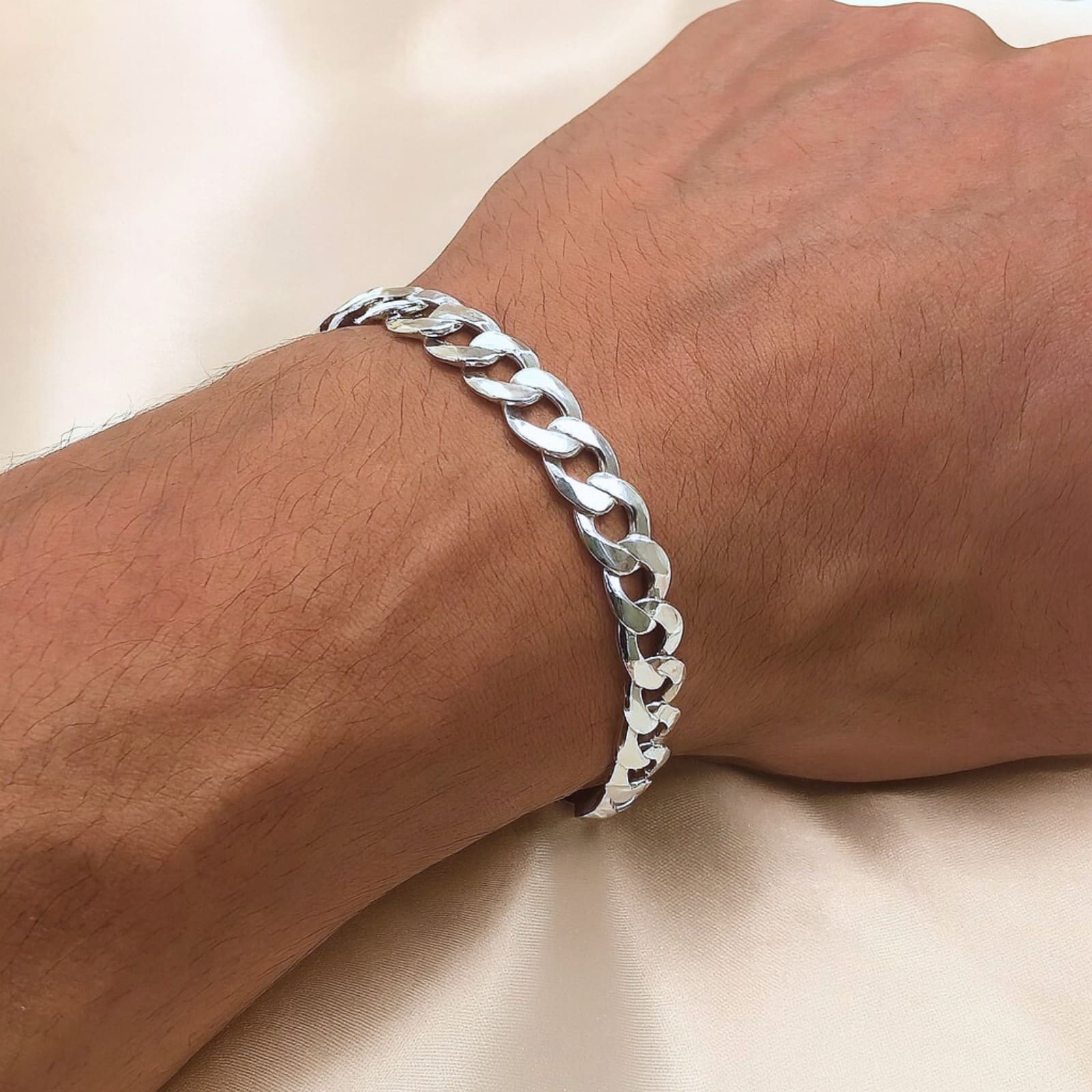 Pulseira de Prata Masculina 10mm 1x1 21,1gr Fio 220