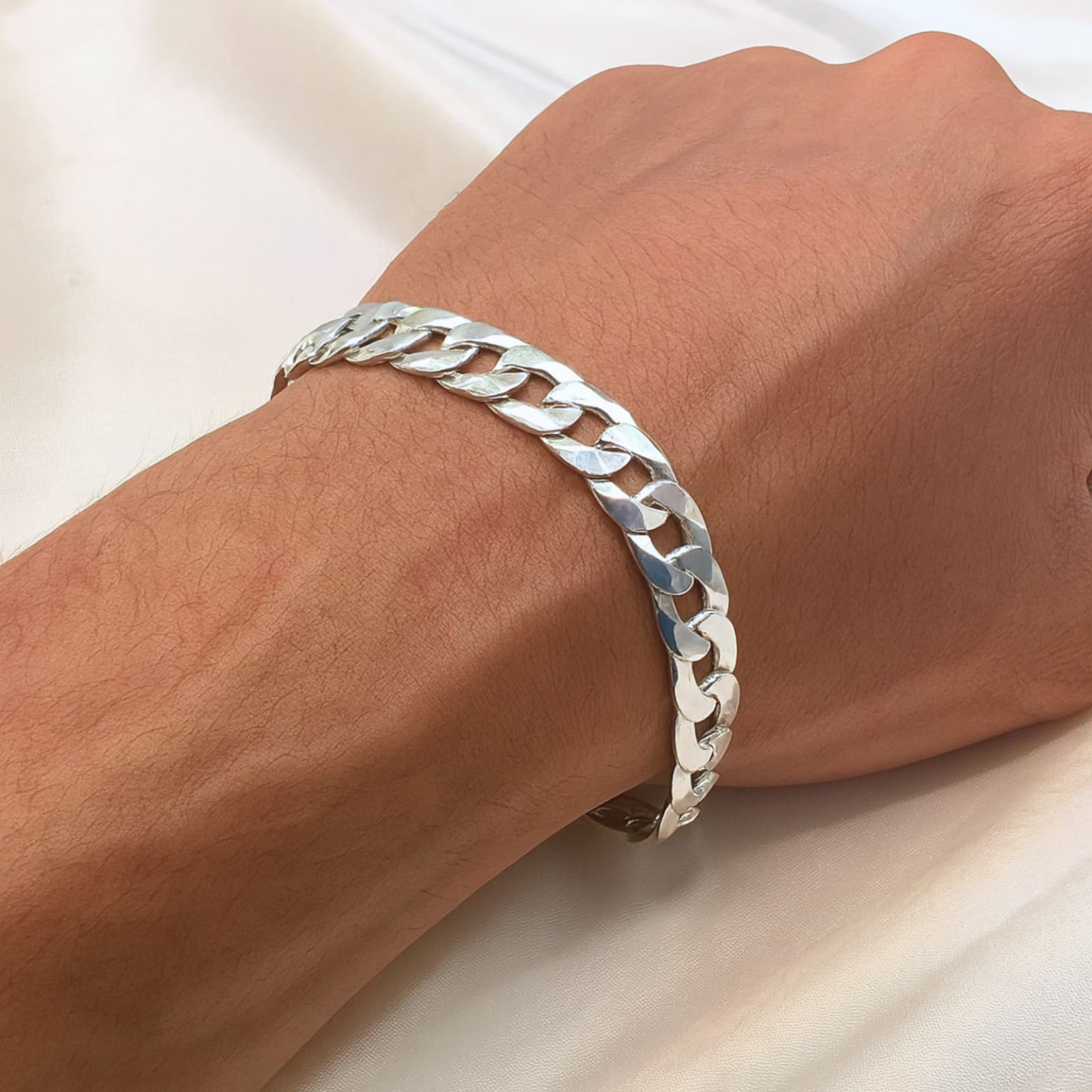 Pulseira de Prata Masculina 11,5mm 1x1 26g 21cm Fio 250