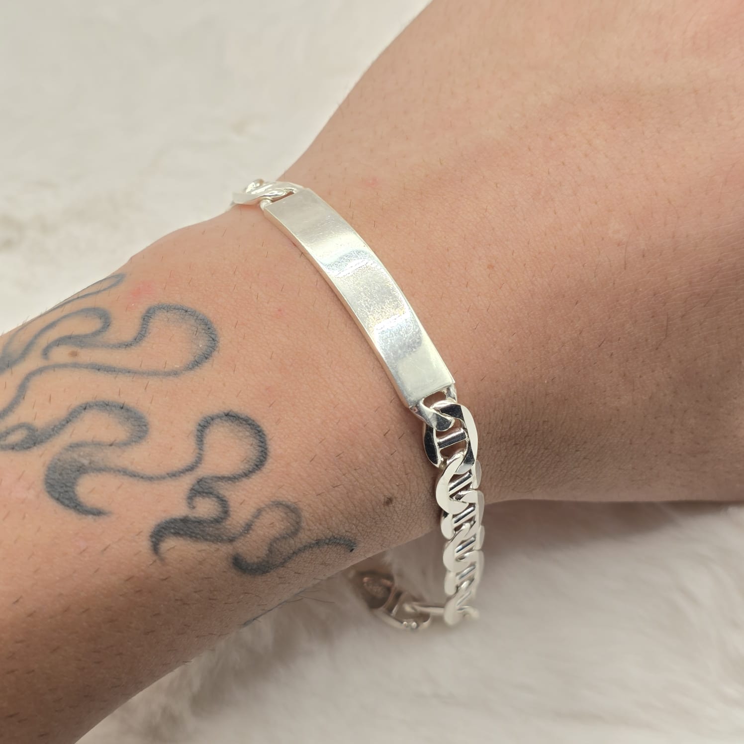 Pulseira de prata 925 piastrini com chapinha fio 200 gravação opcional