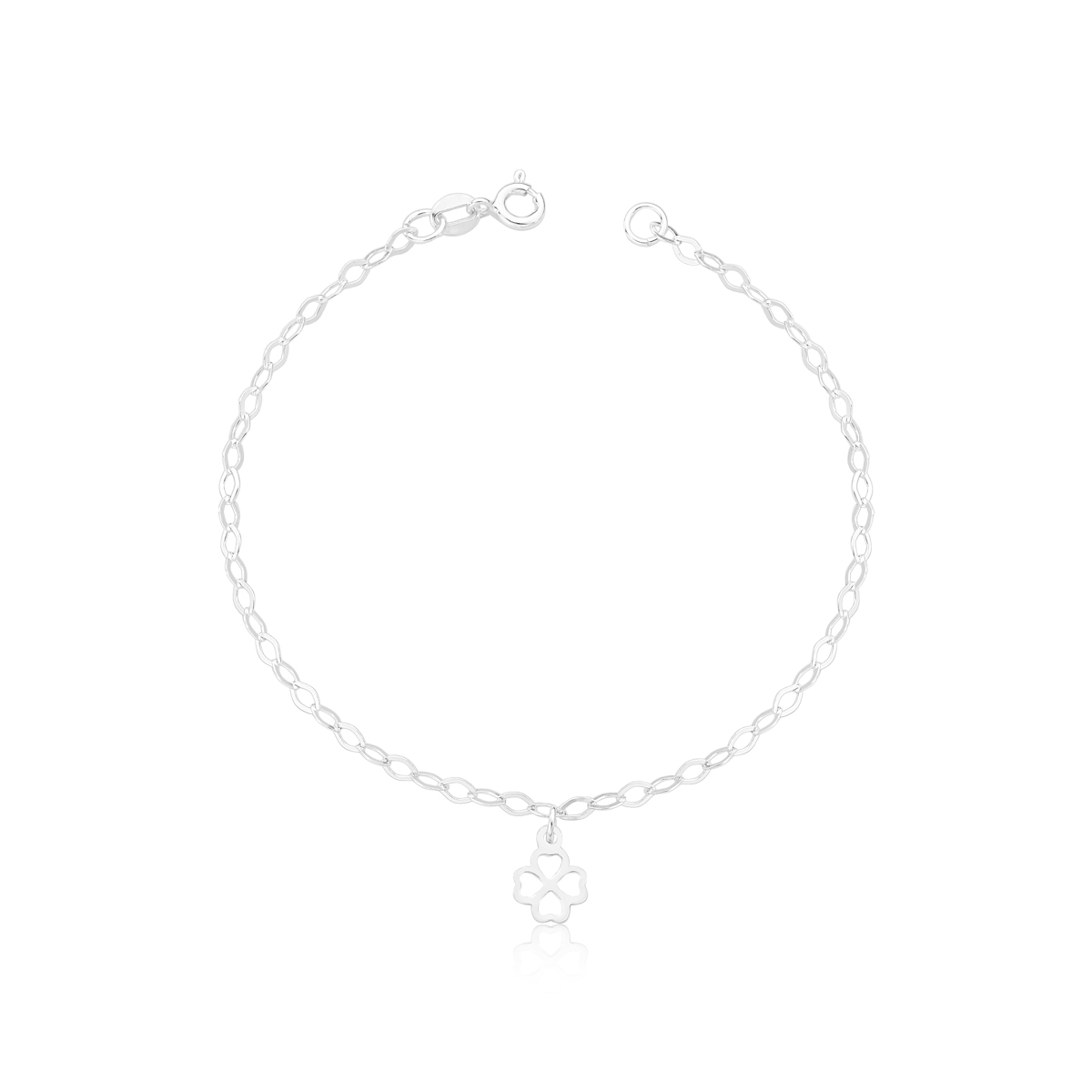 Pulseira Feminina 18cm 1 pingente trevo 1,2gr em Prata 925