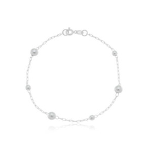 Pulseira Feminina Bola e Bolinha 18cm em Prata 925