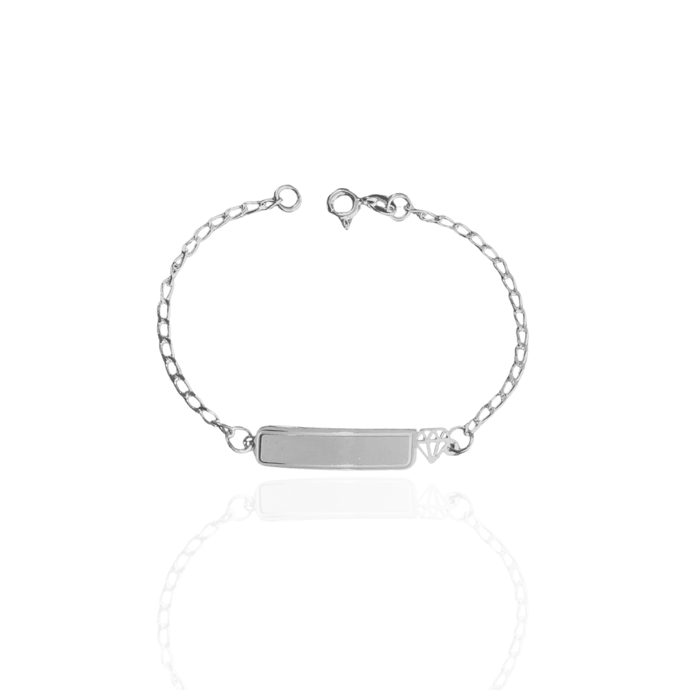 Pulseira Infantil Chapinha Diamante 1,7gr gravação opcional