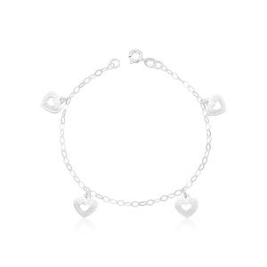 Pulseira 4 Pingente Coração Vazado Detalhado 2,6gr