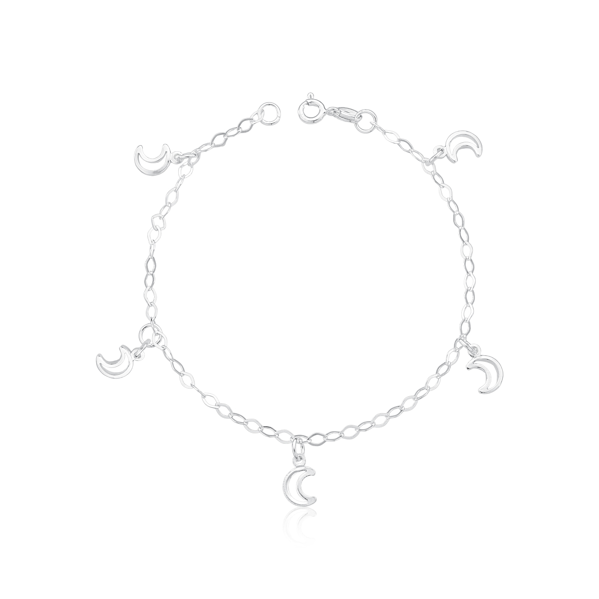 Pulseira com 5 Pingentes Lua Vazada