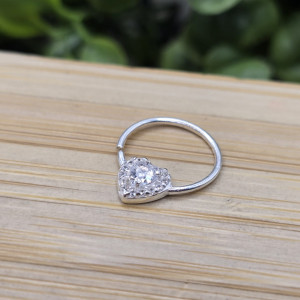 Piercing de prata 925 argola com coração ponto de luz para septo - Imagem 10
