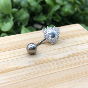 Piercing Furo Coração com Borda Cravejada De Prata - Imagem 10