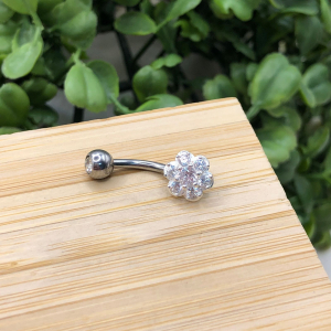 Piercing Furo Umbigo Flor Cravejada - Imagem 9