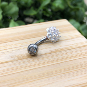 Piercing Furo Umbigo Flor Cravejada - Imagem 10