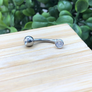 Piercing de prata 925 de umbigo minin pedra redonda zirconia e ponto de luz - Imagem 9
