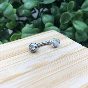Piercing de prata 925 de umbigo pedra redonda zirconia e ponto de luz - Imagem 10