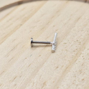 Piercing de prata 925 dois filetes pontilhado e cravejado para helix, tragus e tash rock - Imagem 11