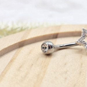 Piercing de prata 925 estrela vazada cravejada para umbigo - Imagem 10
