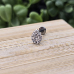 Piercing de prata 925 gota cravejada para hélix, tragus, lóbulo e tash rock - Imagem 9