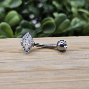 Piercing de prata 925 olho cravejado com ponto de luz para umbigo - Imagem 9