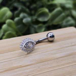 Piercing de prata 925 olho cravejado com ponto de luz para umbigo - Imagem 10