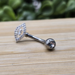 Piercing de prata 925 olho cravejado com ponto de luz para umbigo - Imagem 10