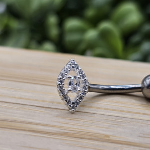 Piercing de prata 925 olho cravejado com ponto de luz para umbigo - Imagem 11
