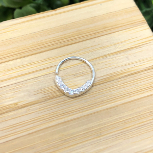 Piercing de prata 925 oval cravejado para septo - Imagem 9