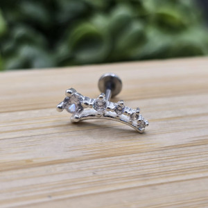 Piercing de prata 925 pedras zircônias com pontilhado para hélix, tragus, lóbulo e tash rock - Imagem 10