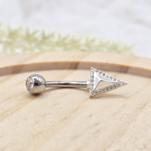 Piercing de prata 925 pirâmide com borda cravejada para umbigo - Imagem 9