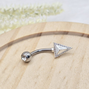Piercing de prata 925 pirâmide com borda cravejada para umbigo - Imagem 10